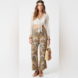 Sheer White Polka Dot Tie-Front Crop Top Long Sleeves Size Small